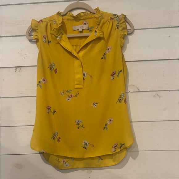 LOFT Deep Yellow Ruffled Sleeveless Blouse in size XS
Great Condition! - Picture 11 of 12
